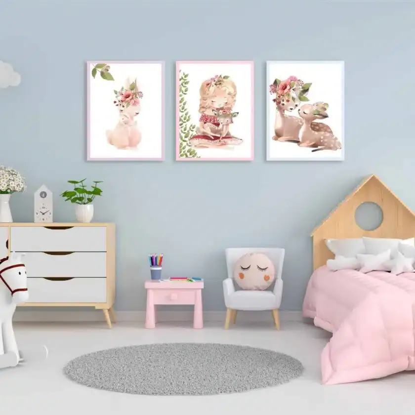 set 3 tablouri animal forest