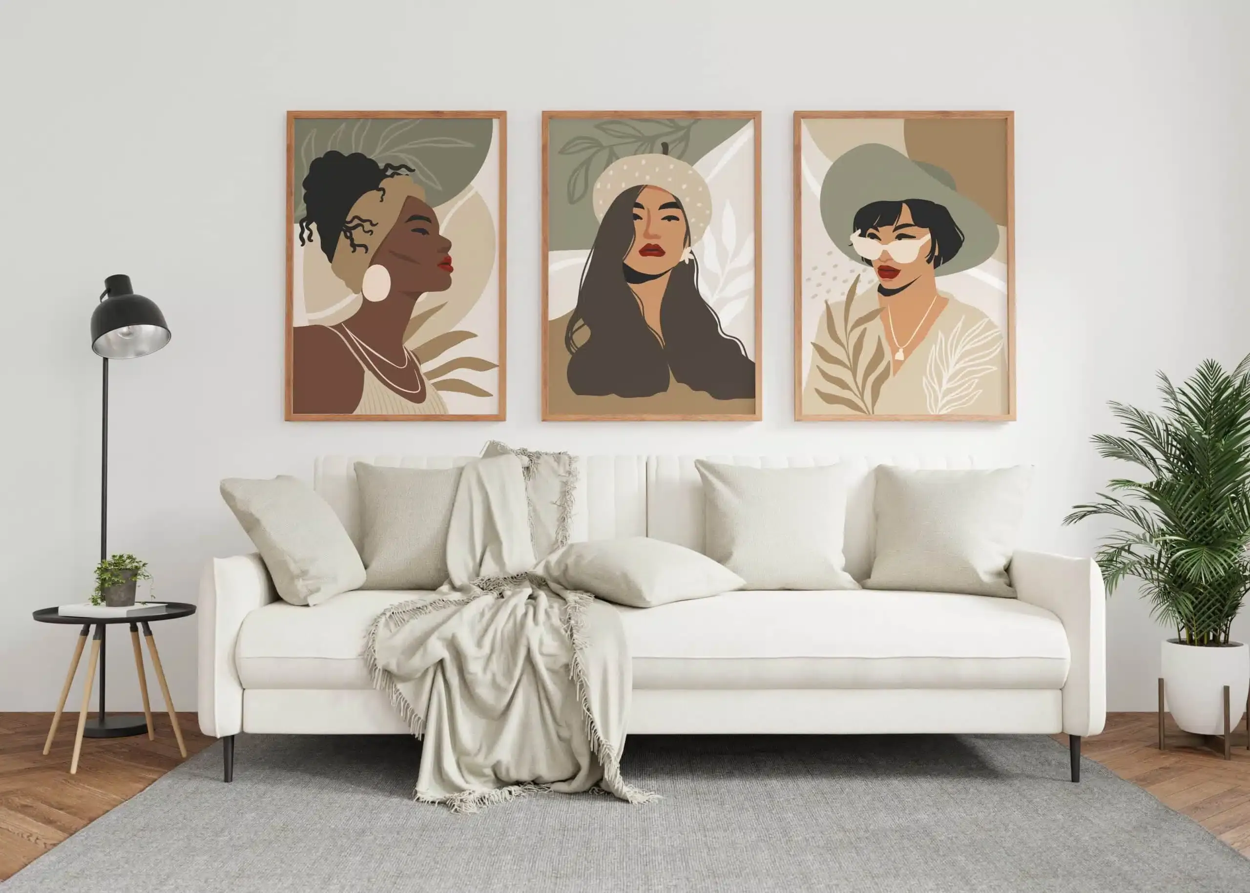 women minimalist portraits set 3 tablouri abstracte